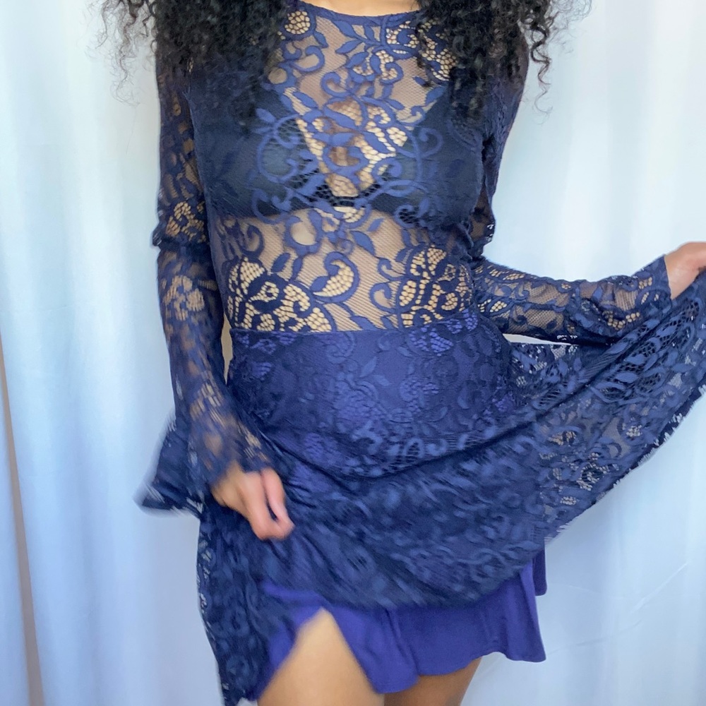 For Love & Lemons Navy Lace Dress